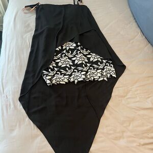 BCBGMaxAzria Krystin Black Dress with Embroidered white flower Details 2